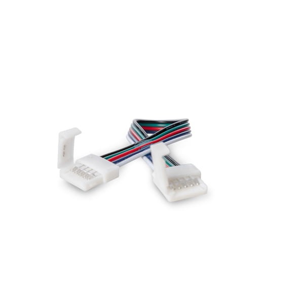 Angle connector for RGB + W LED strips on a 12mm base