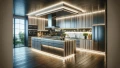 DALL·E 2024-02-05 17.52.38 - Create a highly detailed image of a modern kitchen, illuminated with LED strips. The kitchen should feature contemporary design elements with sleek, c.webp