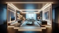 DALL·E 2024-02-05 17.51.53 - Create a highly detailed image of a contemporary living room illuminated with LED strips. The room should exude a modern and sophisticated ambiance, w.webp