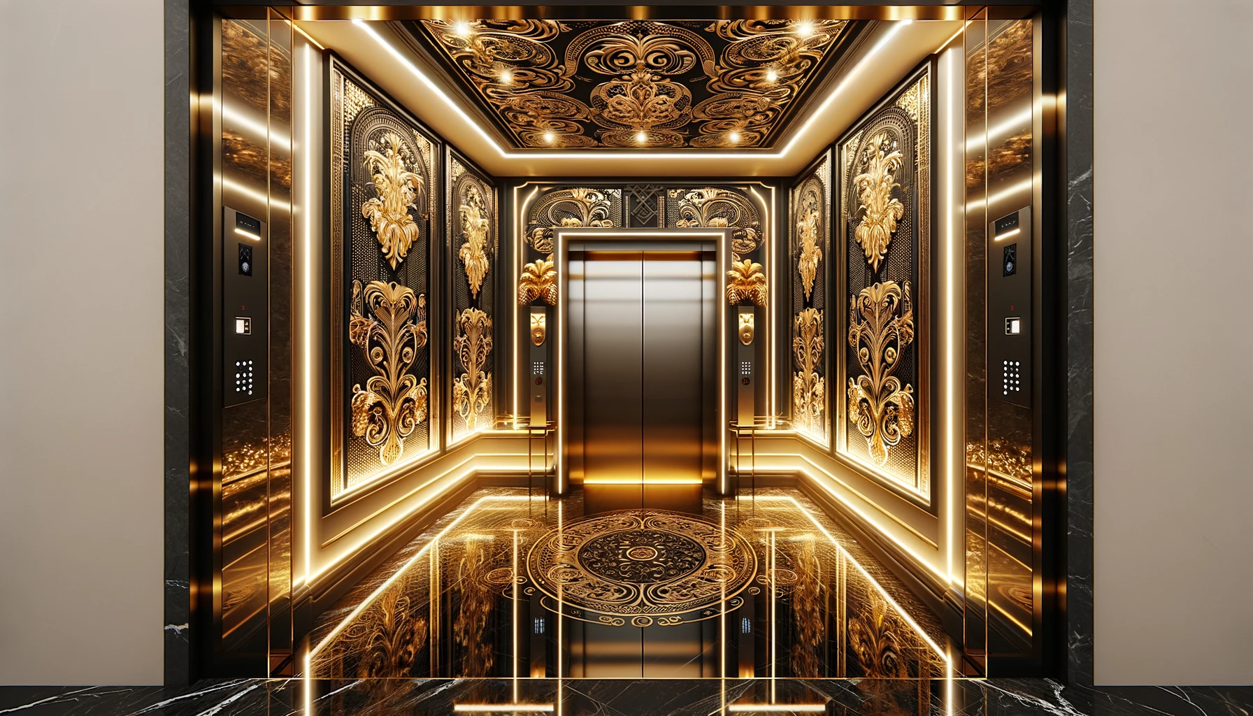 golden light led elevator